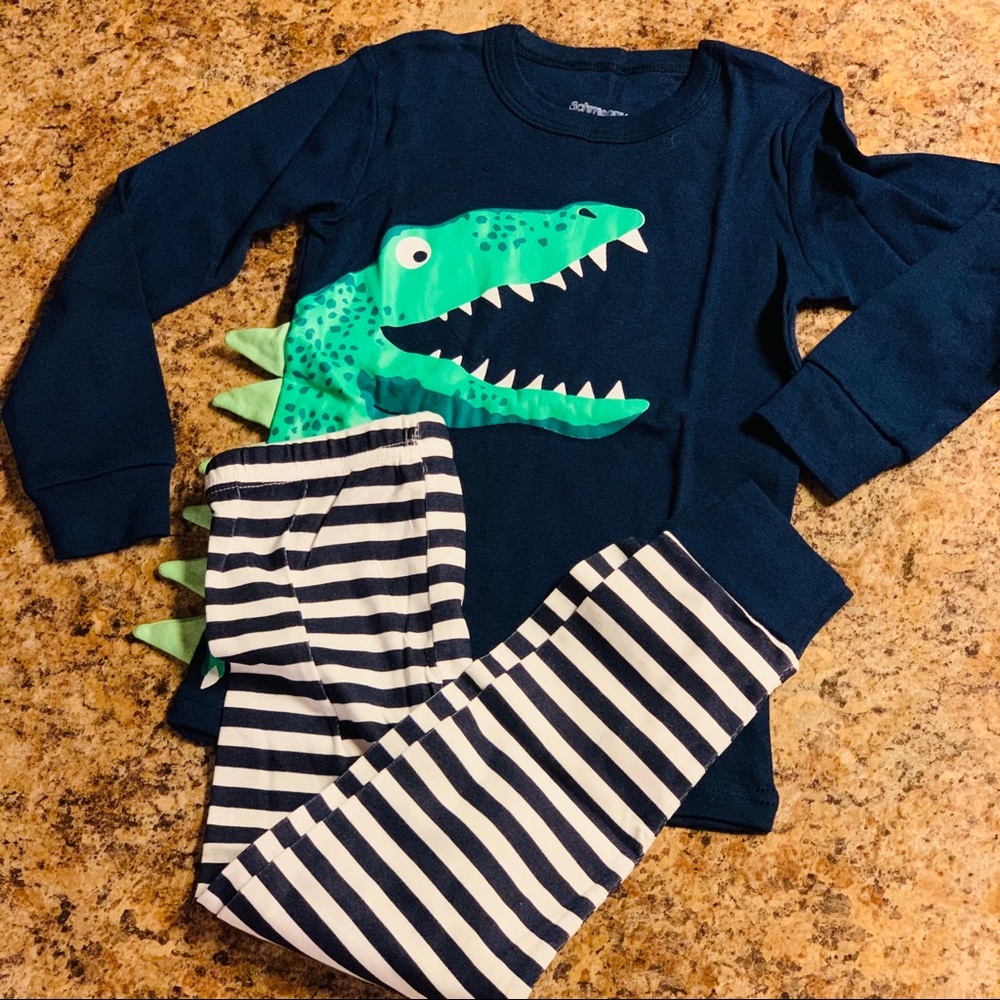 Boys Striped Dinosaur Pajama Set - Picture 3 of 7